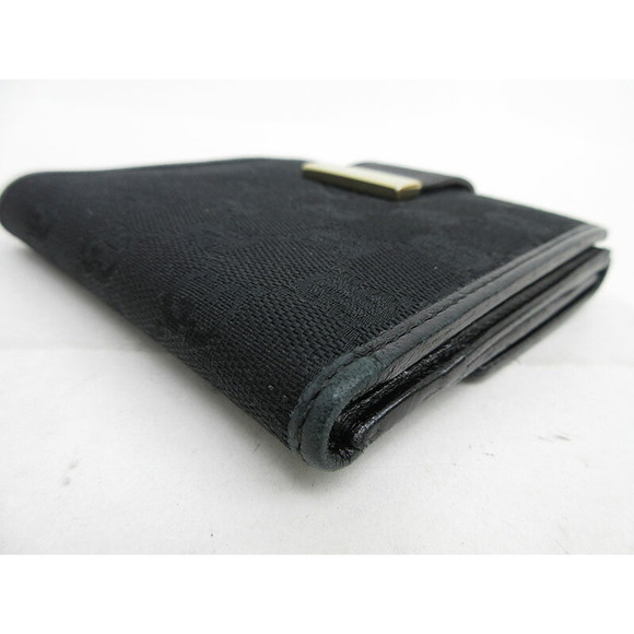 Gucci GG Double Hook Bifold Wallet Black Canvas Leather - Picture 3 of 9